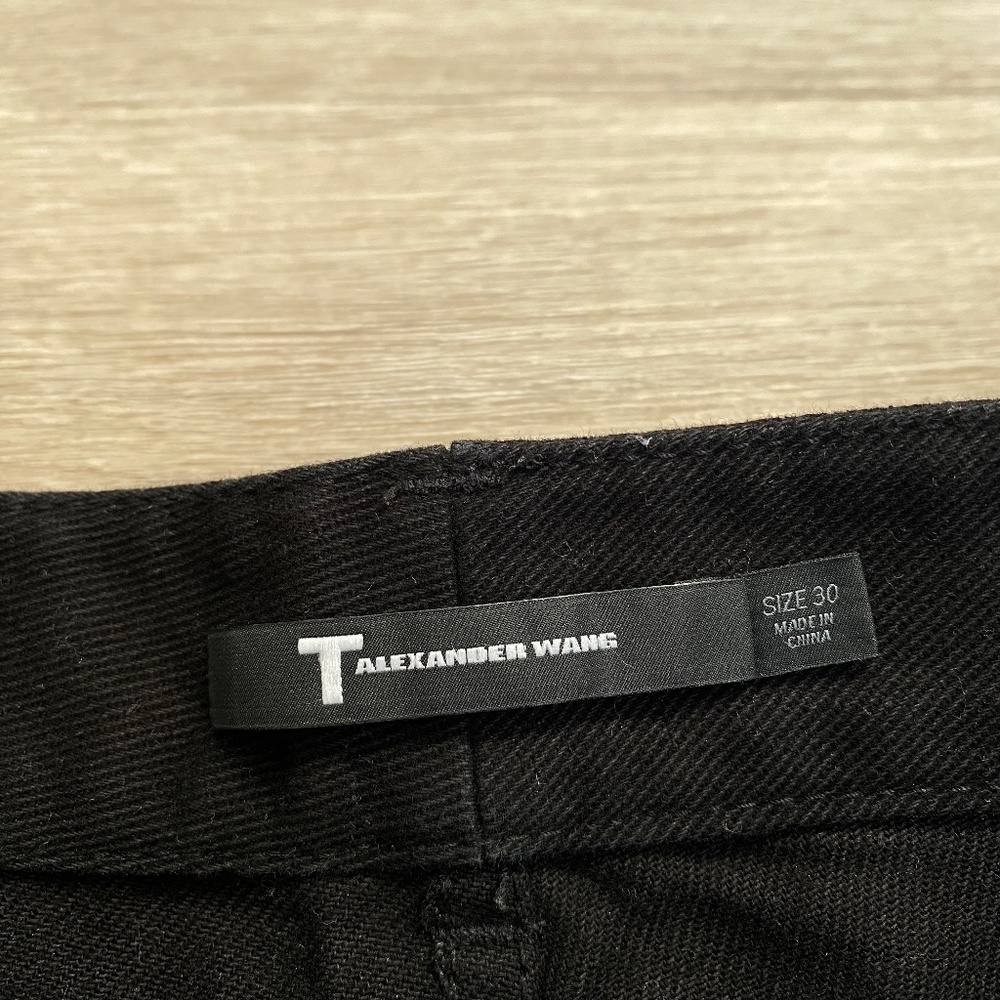 T Alexander Wang Black Cotton Lambskin Leather Pocket Jeans Women's Size 30x30 - Picture 4 of 12